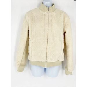 Foray‎ Golf Women’s Full Zip Sherpa Fleece Lined Beige Cream Jacket Sweatshirt S